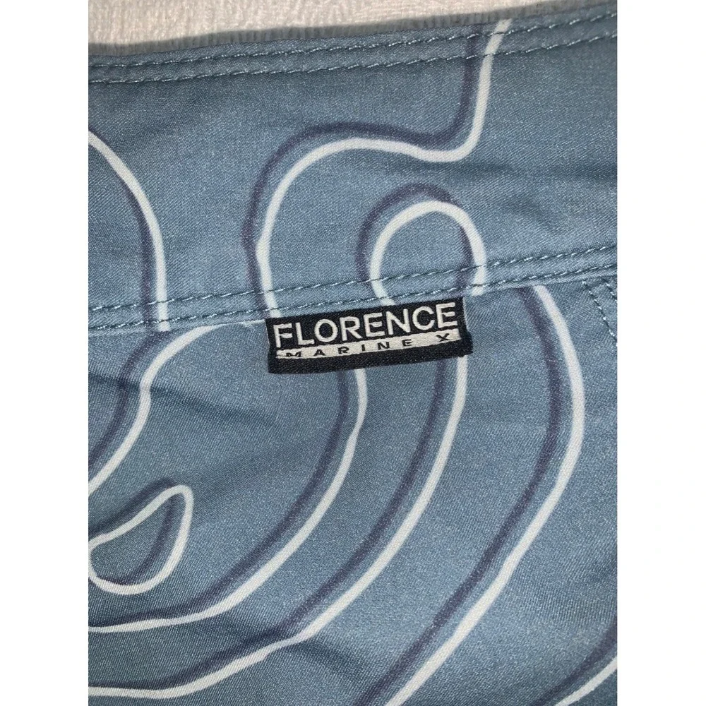 Florence Marine X Mens Blue Topographic Print Board Shorts Size 34 Swim Trunks